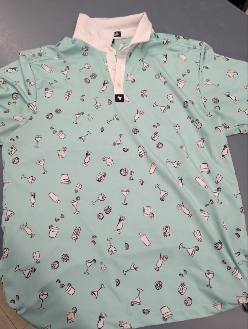 Bad Birdie Mint Cocktail-Print Pajama Polo